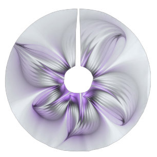 Saia Para Árvore De Natal De Poliéster Elegância Floral Arte Fractal Violeta Abstrata Mod