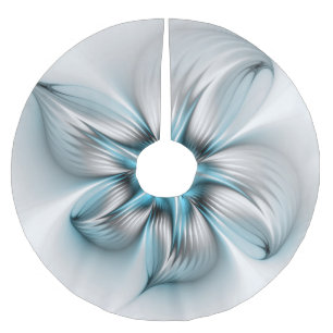 Saia Para Árvore De Natal De Poliéster Elegância Floral Moderna Abstrato Azul Arte Fracta