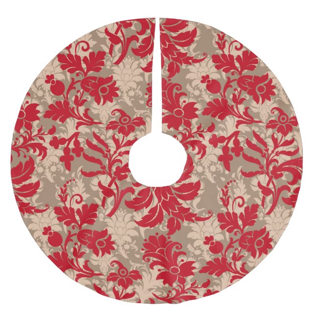 Saia Para Árvore De Natal De Poliéster Elegant Red Floral Christmas (Frente)