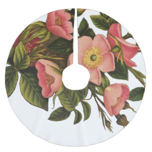 Saia Para Árvore De Natal De Poliéster Elegante de Desenho de Rosa de Arte Vintage Antiqu