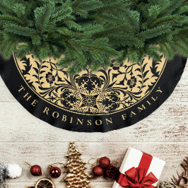 Saia Para Árvore De Natal De Poliéster Elegante Estilo Vermelho Dourado Natal Floral Retr