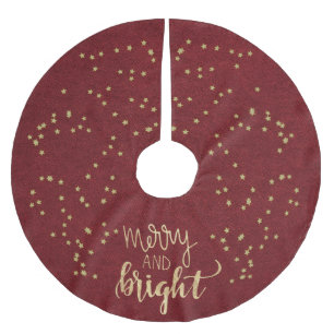 Saia Para Árvore De Natal De Poliéster Elegante, Moderno, Vermelho de Natal Com Estrelas 