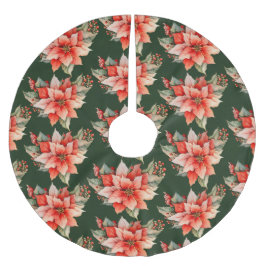 Saia Para Árvore De Natal De Poliéster Elegante Red Poinsettia Natal