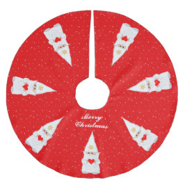 Saia Para Árvore De Natal De Poliéster Elegantes Gnomos de Natal Brancos em Vermelho