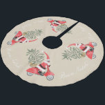 Saia Para Árvore De Natal De Poliéster Elfin Papai Noel em seu Patinete<br><div class="desc">Adorável elf Santa Clause cavalgando seu patinete de safra na neve vestindo óculos retrorreflectores entregando uma árvore de Natal.</div>