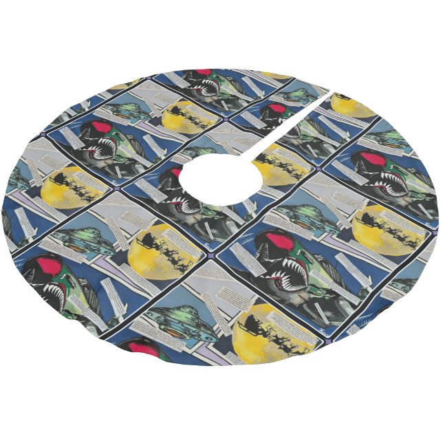 Saia Para Árvore De Natal De Poliéster 'Encontros de Natal' Pintura em um (Inclinado)