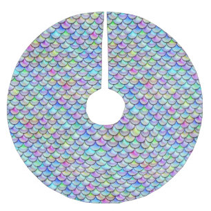 Saia Para Árvore De Natal De Poliéster Escalas da sereia da bolha do arco-íris de Falln