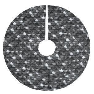 Saia Para Árvore De Natal De Poliéster Escalas Pretas e Brancas de Queda