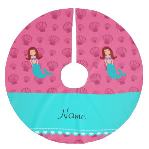 Saia Para Árvore De Natal De Poliéster Escudos conhecidos personalizados do rosa da