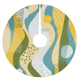 Saia Para Árvore De Natal De Poliéster Espaço abstrato: Ornamentos Suaves de Linha.