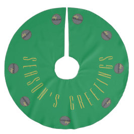 SAIA PARA ÁRVORE DE NATAL DE POLIÉSTER ESTAÇÕES AUMENTAM O LOGOTIPO DE NEGÓCIOS DOURADO V