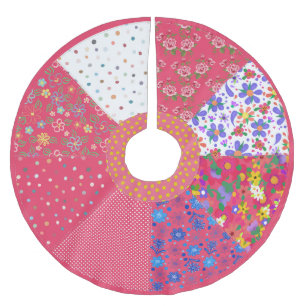 Saia Para Árvore De Natal De Poliéster Estilo Floral Rosa de Calico Cottage Country