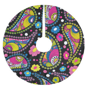 Saia Para Árvore De Natal De Poliéster Estilo tribal paisley, padrão étnico perfeito.