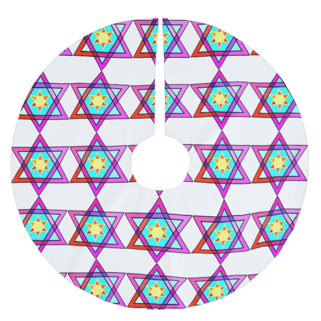 Saia Para Árvore De Natal De Poliéster Estrela de David judaica (Frente)