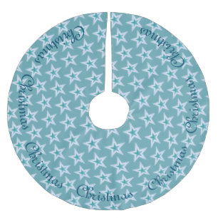 Saia Para Árvore De Natal De Poliéster Estrelas azuis e de prata do Natal