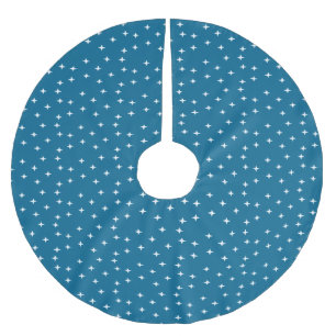 Saia Para Árvore De Natal De Poliéster Estrelas brancas em azul