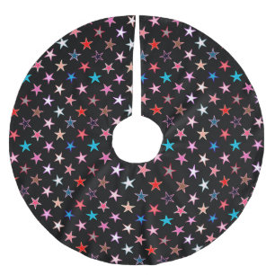 Saia Para Árvore De Natal De Poliéster Estrelas brilhantes modernas, cores de joias em pr