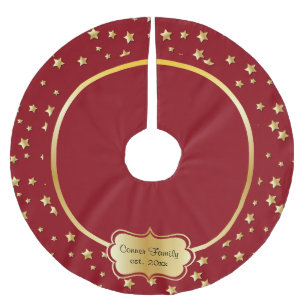 Saia Para Árvore De Natal De Poliéster Estrelas Dourados do Feliz Natal na obscuridade -