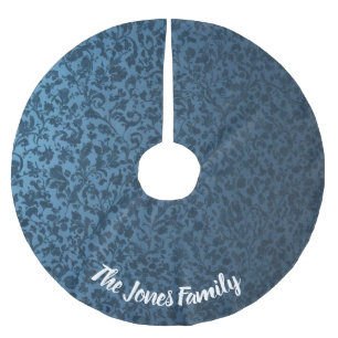 Saia Para Árvore De Natal De Poliéster Eterno Azul Floral Vitoriano Design Natal