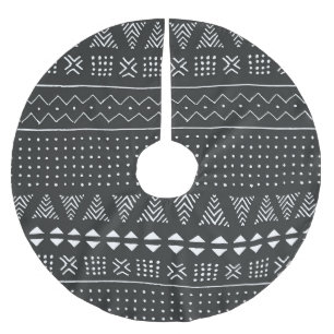 Saia Para Árvore De Natal De Poliéster Etnia tribal: padrão branco negro.