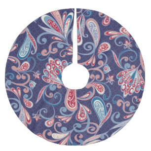 Saia Para Árvore De Natal De Poliéster Étnico Floral: Abstrato Oriental sem carne.