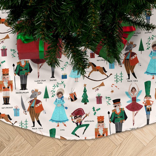 Saia Para Árvore De Natal De Poliéster Fa La La Natal Bailarino do Ballet Quebra-Nozes (Nutcracker Christmas Decoration Tree Skirt)