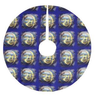 Saia Para Árvore De Natal De Poliéster face do sol/ face da lua saia