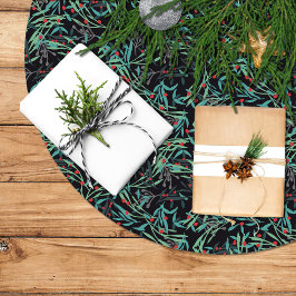 Saia Para Árvore De Natal De Poliéster Falda árbol navidad con hojas de acebo