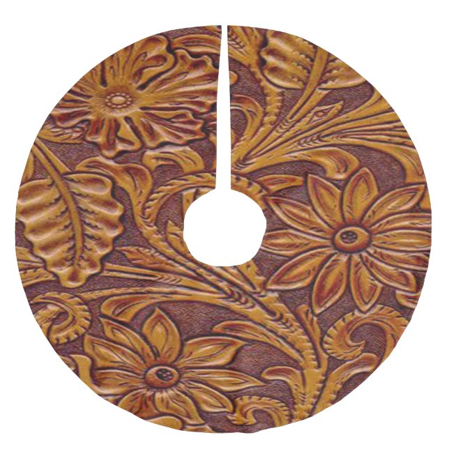 Saia Para Árvore De Natal De Poliéster Falso ocidental impressão de couro utilizado (Frente)