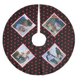 Saia Para Árvore De Natal De Poliéster Família de Colagem de Fotos Corações de Natal Pers