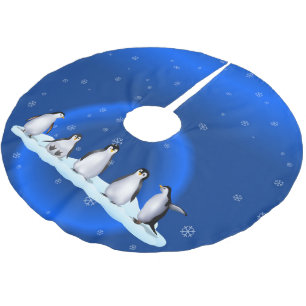 Saia Para Árvore De Natal De Poliéster Família do pinguim