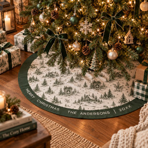 Saia Para Árvore De Natal De Poliéster Família Evergreen Toile Natal