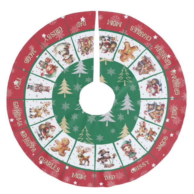 Saia Para Árvore De Natal De Poliéster Família Natal (Frente)