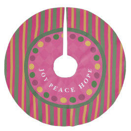 Saia Para Árvore De Natal De Poliéster Family Christmas Stripes Red Green