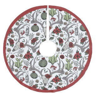 Saia Para Árvore De Natal De Poliéster Farmhouse Christmas Floral Deer Skull Antlers
