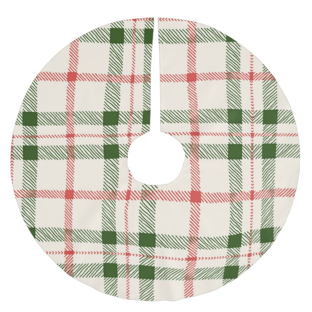 Saia Para Árvore De Natal De Poliéster Farmhouse Red & Green Xadrez Natal (Frente)