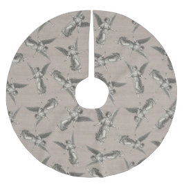 Saia Para Árvore De Natal De Poliéster Faux burlap beige Angel traditional Christmas