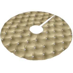 Saia Para Árvore De Natal De Poliéster Faux Velvet Dourado macio e quente