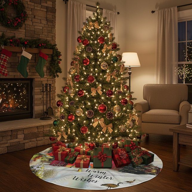 Saia Para Árvore De Natal De Poliéster Fazenda de inverno (Criador carregado)