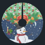 Saia Para Árvore De Natal De Poliéster Feliz Árvore de Natal - Snowman<br><div class="desc">Camisa de Natal e Árvore de Férias</div>