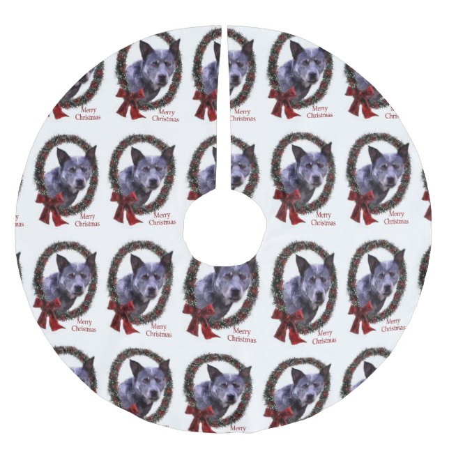 Saia Para Árvore De Natal De Poliéster Feliz de Natal do Cattle (Frente)