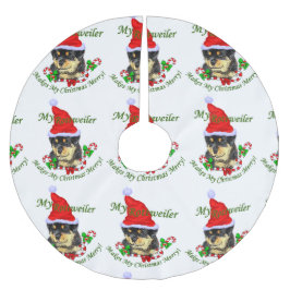 Saia Para Árvore De Natal De Poliéster Feliz de Natal Rottweiler