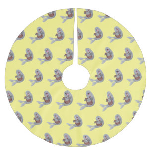 Saia Para Árvore De Natal De Poliéster Feliz desenho animado do selo harp