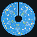 Saia Para Árvore De Natal De Poliéster Feliz Feriado Hanukkah<br><div class="desc">Feliz Hanukkah! Celebre Hanukkah este ano com um belo design de férias. Fundo azul marinho com Menorah branco e outros itens de Chanucá.</div>