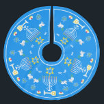 Saia Para Árvore De Natal De Poliéster Feliz Feriado Hanukkah<br><div class="desc">Feliz Hanukkah! Celebre Hanukkah este ano com um belo design de férias. Fundo azul marinho com Menorah branco e outros itens de Chanucá.</div>