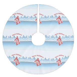 Saia Para Árvore De Natal De Poliéster Feliz Feriados!Porco de inverno