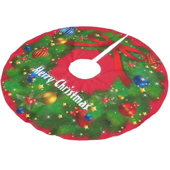 Saia Para Árvore De Natal De Poliéster Feliz Natal (Inclinado)
