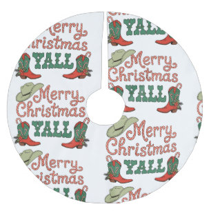 Saia Para Árvore De Natal De Poliéster Feliz Natal a todos, Natal Western Country Cowboy