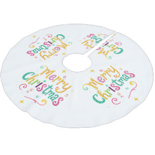 Saia Para Árvore De Natal De Poliéster Feliz Natal brilhante e fresco