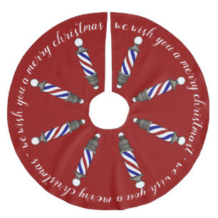 Saia Para Árvore De Natal De Poliéster Feliz Natal de marcha de Barberpoles